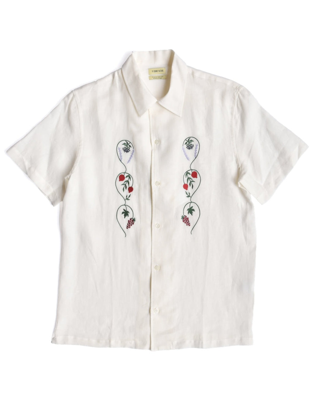 De Bonne Facture Embroidered White Linen Camp Shirt