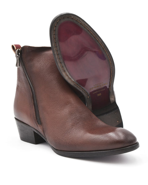 Sturlini Double Zip Ankle Boot in Burnished Brown – Halo Shoes