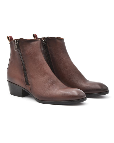 Sturlini Double Zip Ankle Boot in Burnished Brown – Halo Shoes Sturlini Double Zip Ankle Boot in Burnished Brown – Halo Shoes