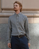 Alan Paine Classic Fit Navy/Brown Plaid Shirt