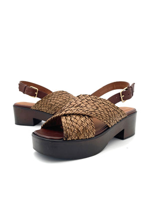 Anthology Women's Woven Leather Crisscross Platform Sandal
