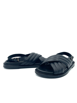 Anthology Paris Women's Black Flat Crisscross Sandal with Molded Footbed 