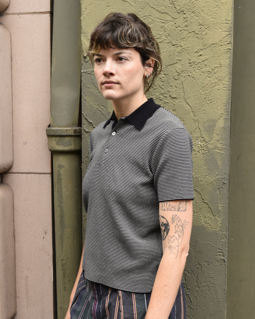 Batoner 32G Smooth Polo in Black & White Stripe – Halo Shoes