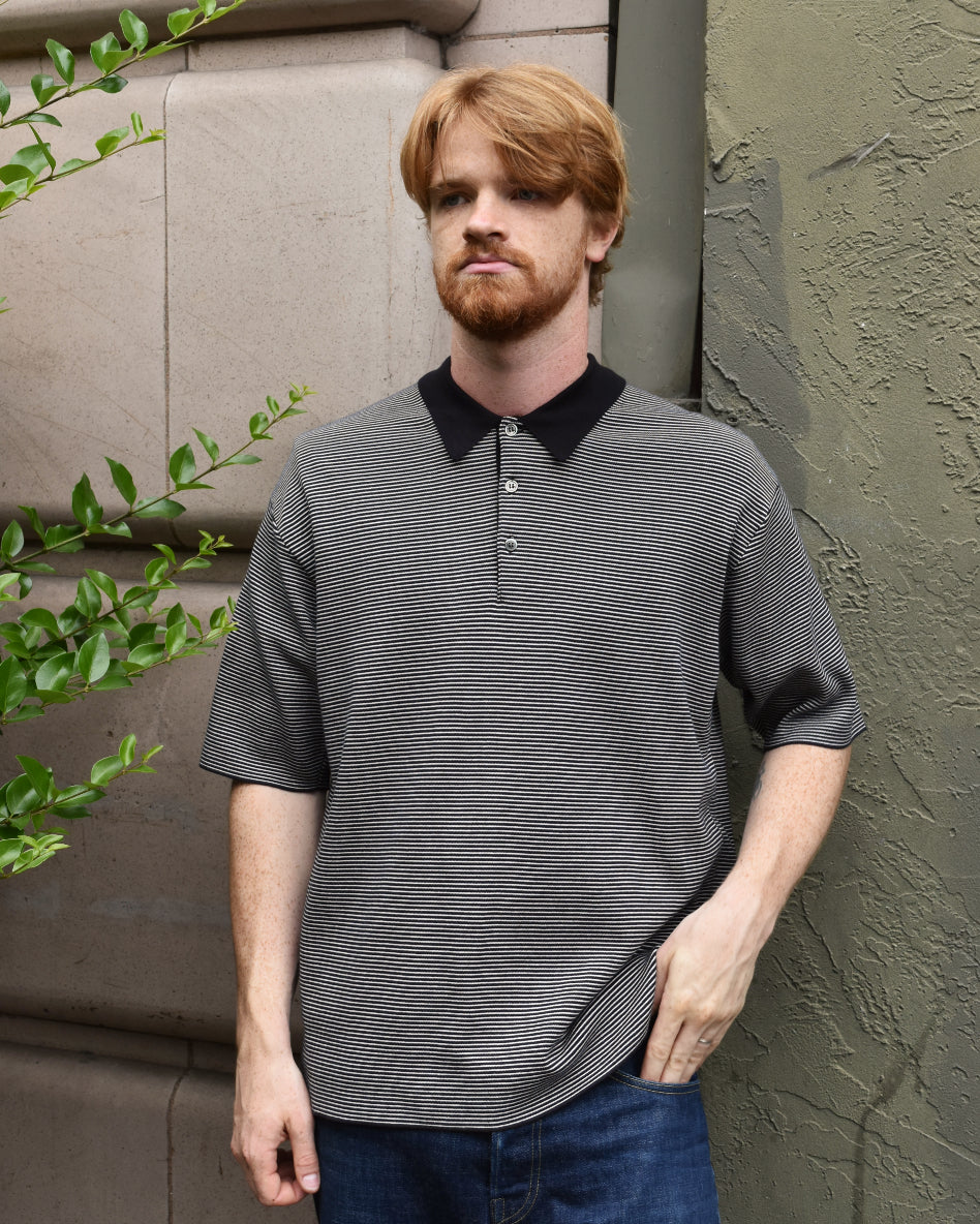 Batoner 32G Smooth Polo in Black & White Stripe – Halo Shoes