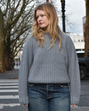 Batoner Alpaca Wool Fluffy Knit Crew in Powder Blue