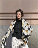 Denovembre Beliss Merino Wool Scarf in Black Daisy