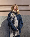 Denovembre Splash Merino Wool Scarf in Navy