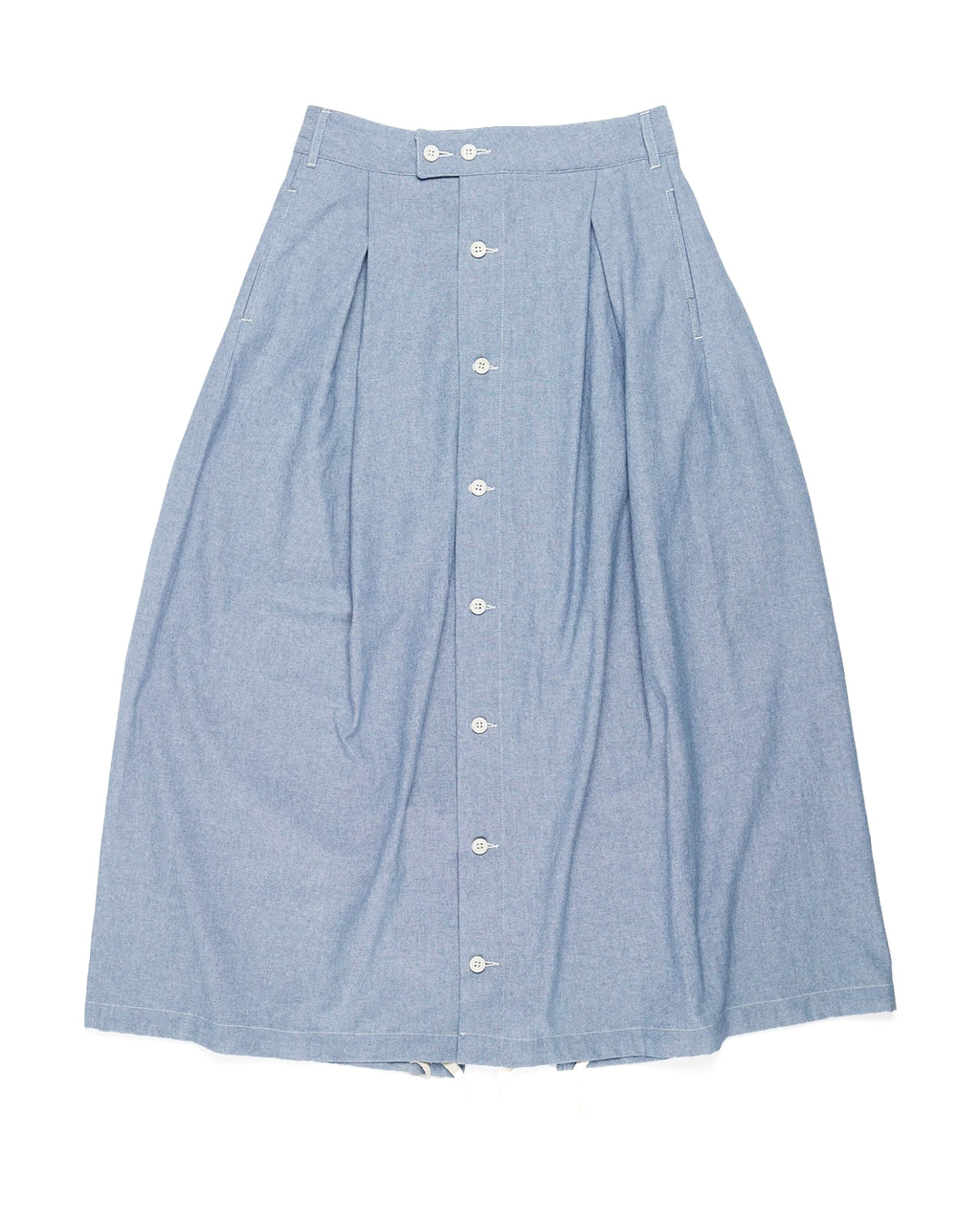 Engineered Garments Blue Chambray Tuck Skirt