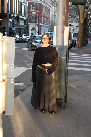 Extreme Cashmere Shadow Grey Twirl Skirt