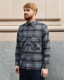 Miles Leon Grey Cotton Plaid Field Shirt