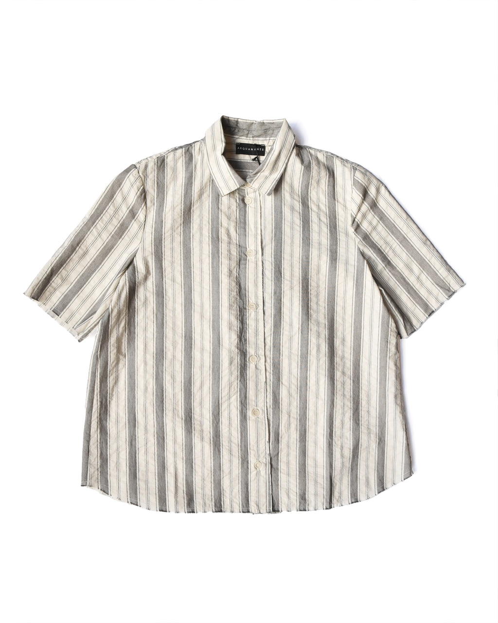 Aequamente Off White/Black Vertical Stripe Shirt