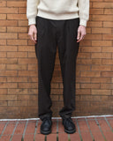 De Bonne Facture One Pleat Tropical Wool Trouser in Bark Brown