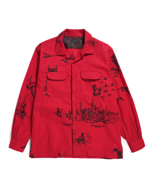 Engineered Garments Red Twill Hunting Print Classic Shirt