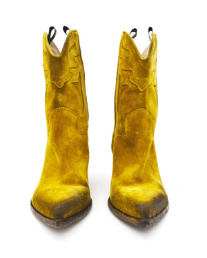 Women's Italian Dip Dyed "Citron" Suede Western Boot