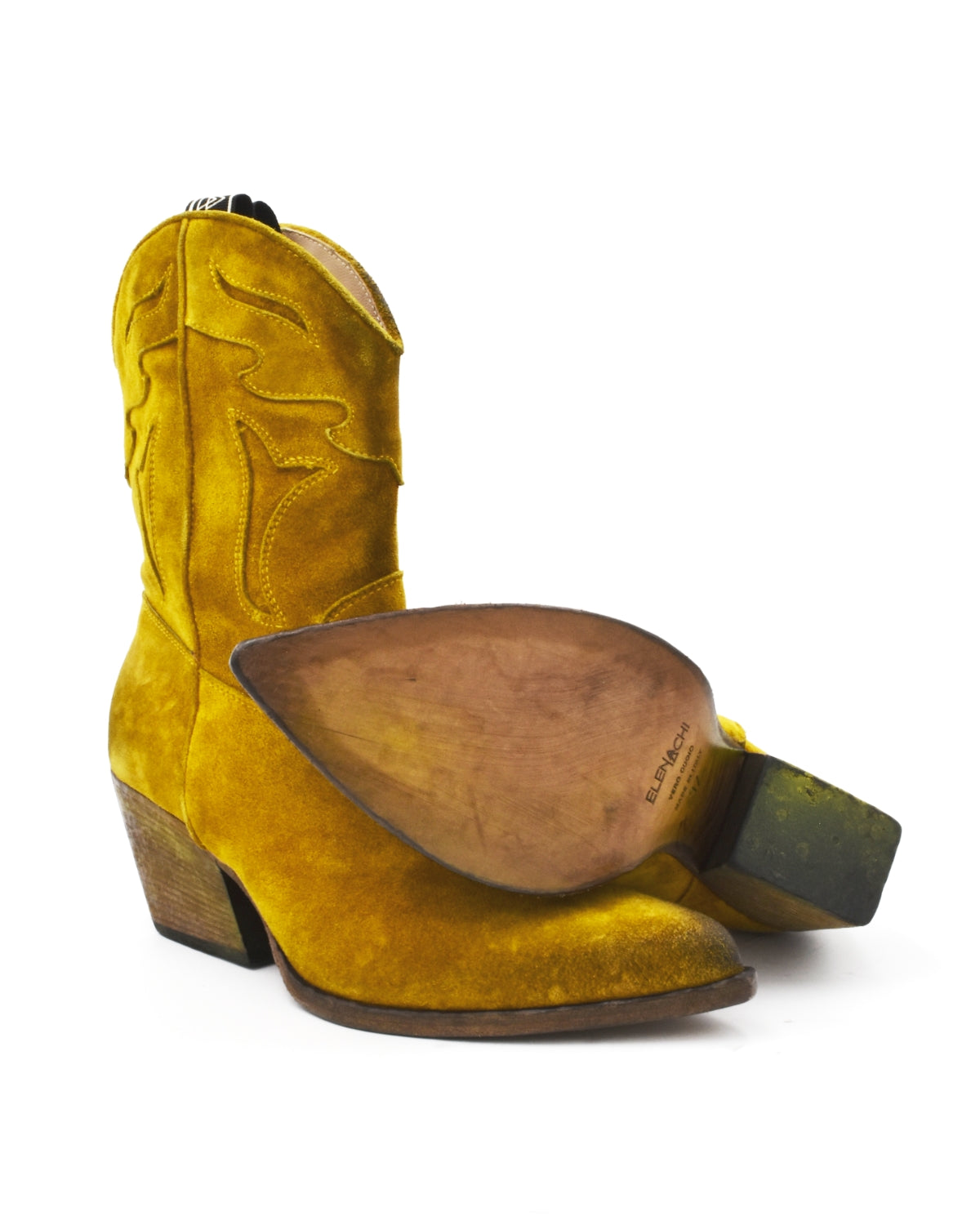 Women's Italian Dip Dyed "Citron" Suede Western Boot