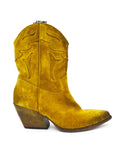 Elena Iachi Citron Yellow Dip-Dyed Suede Western Boot