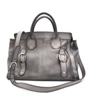 Numero 10 Dove Grey Large Leather Handbag Made in Italy