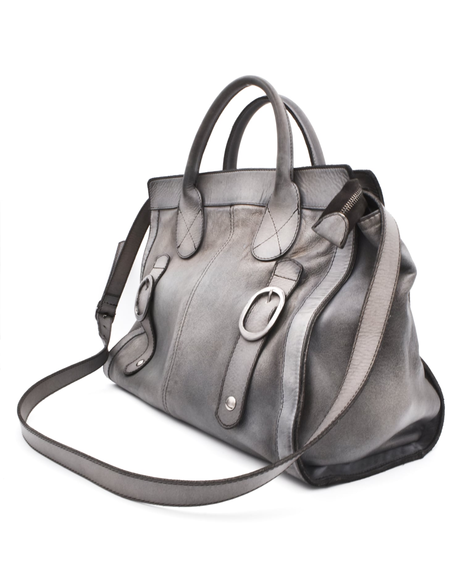 Numero 10 Dove Grey Large Leather Purse Made in Italy