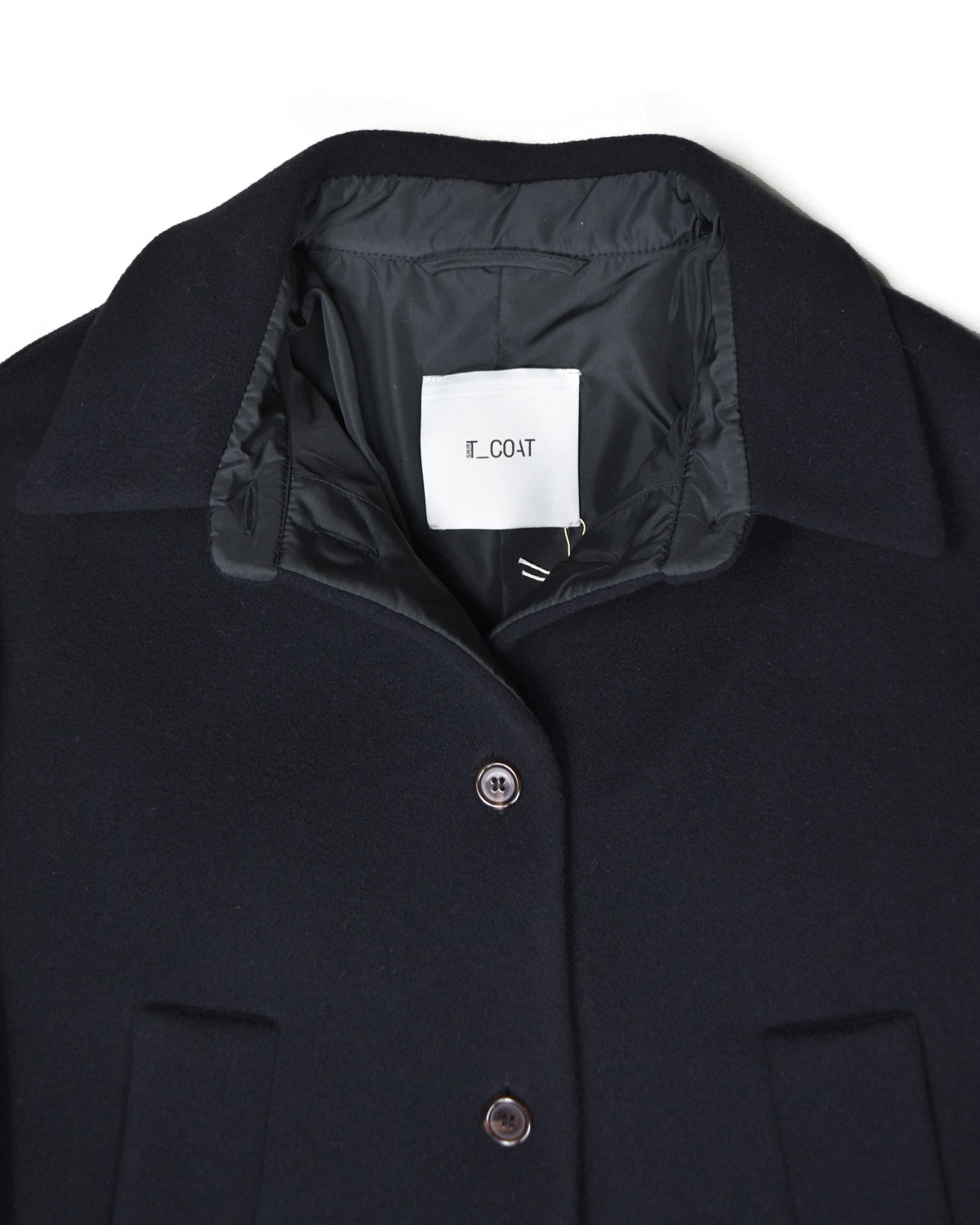 T-Coat Women's Black Wool Botton Down Overcoat Made in Italy