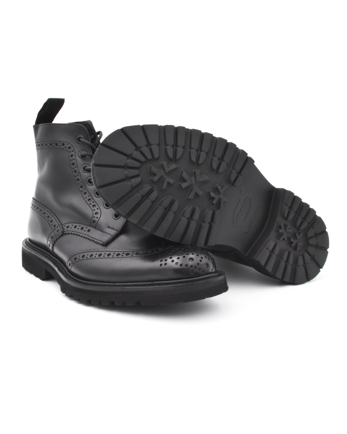 Trickers Black Stow Lace-Up Boot on Vi-Lite Vibram Sole