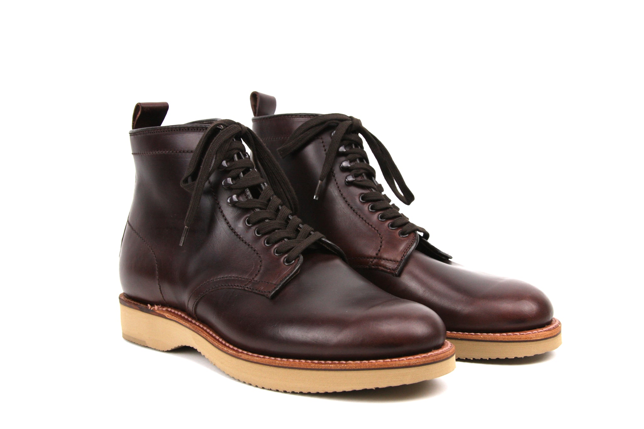 Alden Plain Toe Boot Dark Brown Chromexcel Leather on Wedge Sole