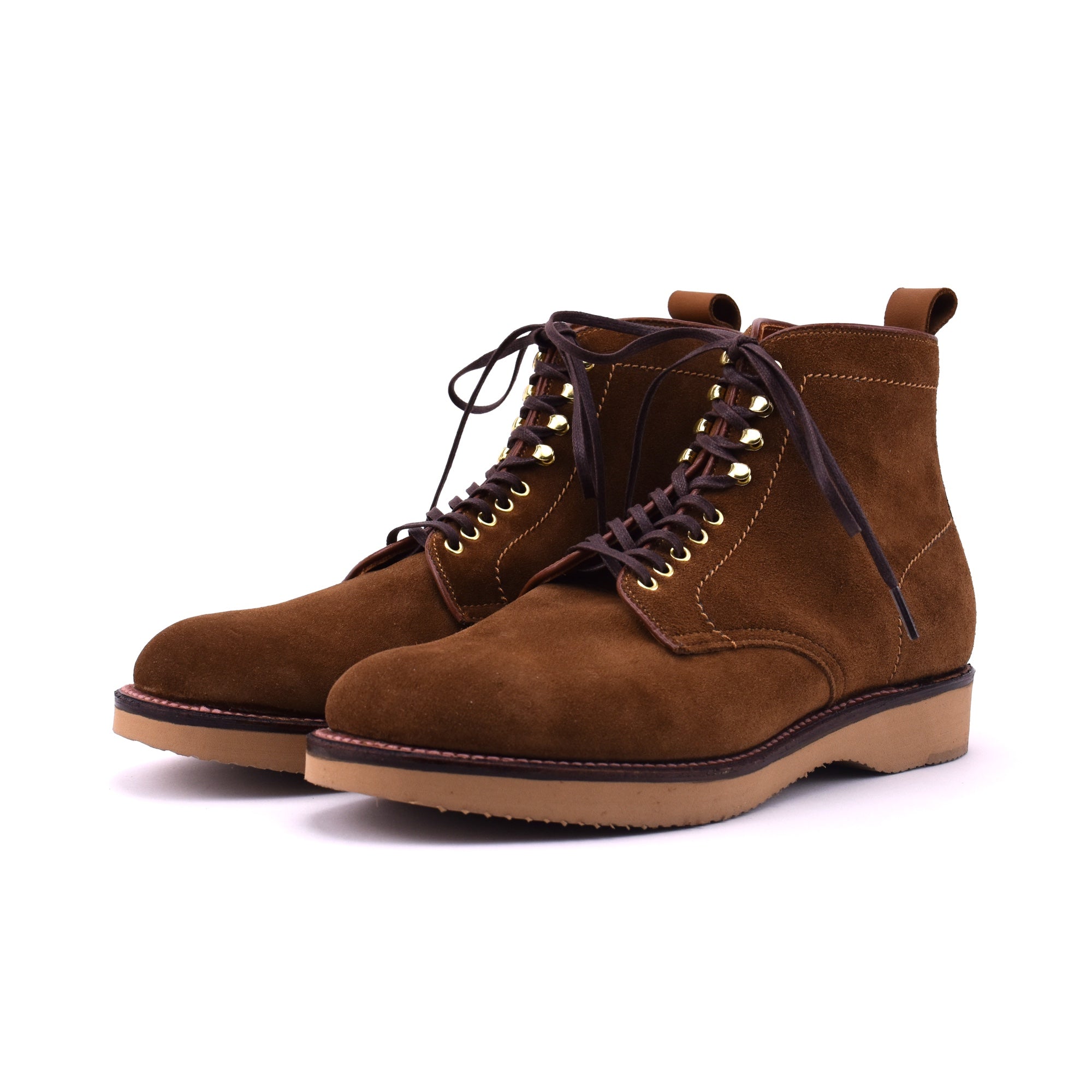 Snuff Suede Plain Toe Boot on Wedge Sole