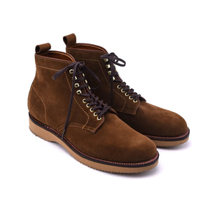 Alden Snuff Suede Plain Toe Boot on Wedge Sole